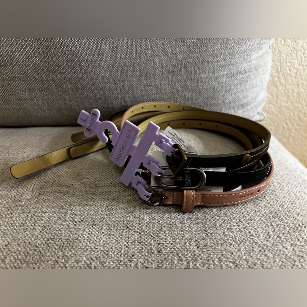 Madden Girl 3 pack belt set NEW SIZE L